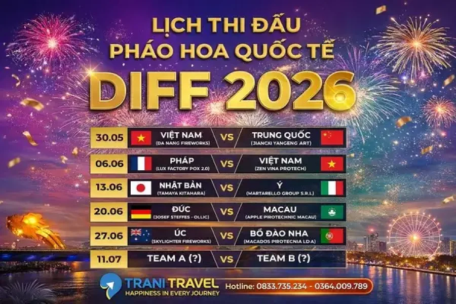 Hình ảnh minh họa: Trani Vietnam Sẵn Quỹ Vé Pháo Hoa Quốc Tế Đà Nẵng 2026 | Vị Trí đẹp, Giá đại Lý