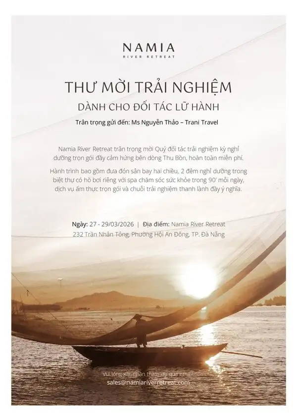 Hình ảnh minh họa: Trải Nghiệm Namia River Retreat Hội An
